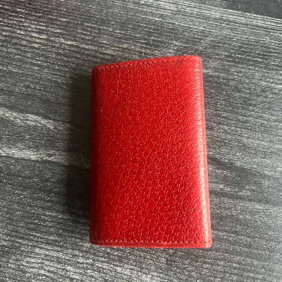 ❌sold❌GUCCI GG Key Ring Case Red Leather Authentic box ribbon dustbag NO CALLOU - Picture 7 of 11